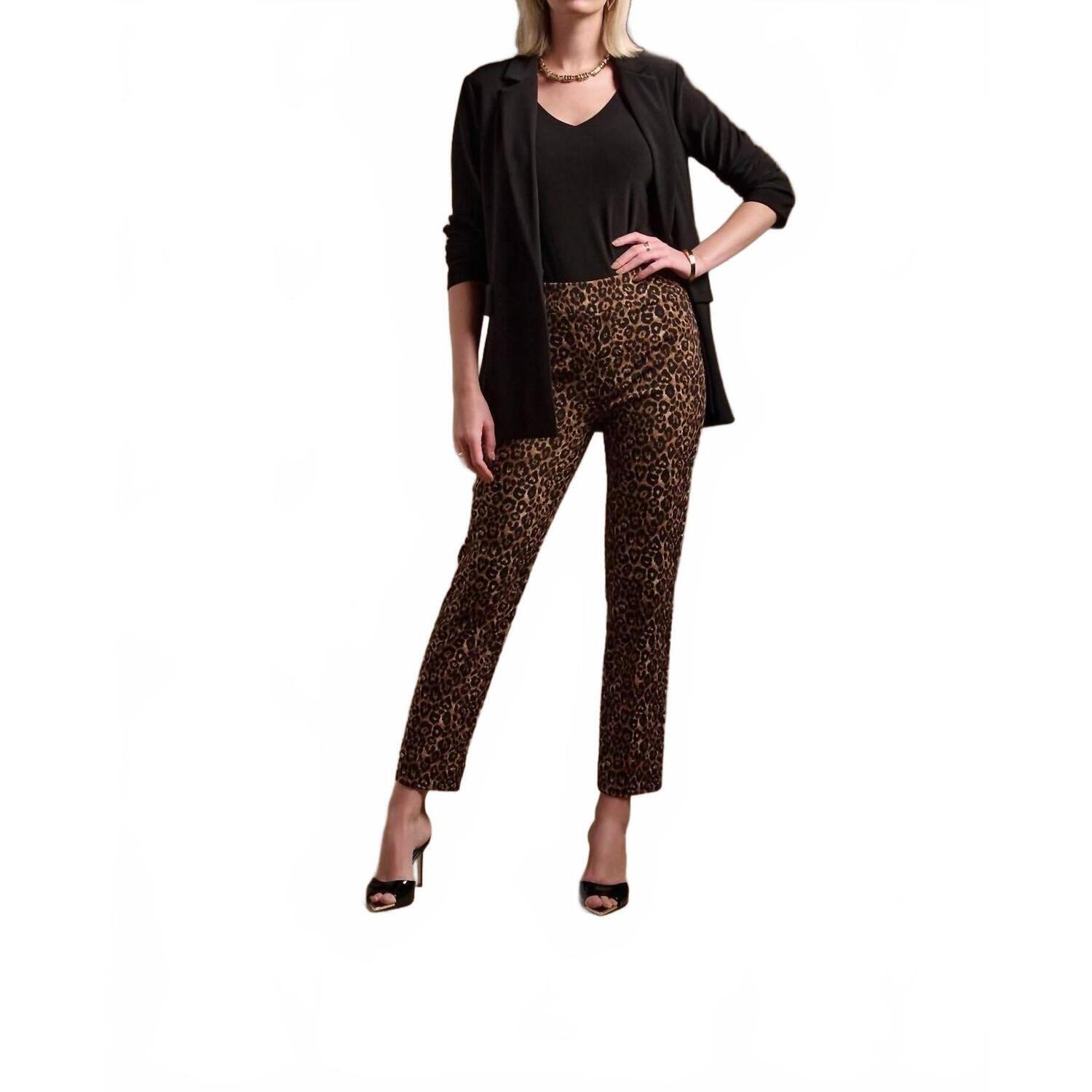 New Joseph Ribkoff Women's Animal Print Pull On Pant In Beige Black